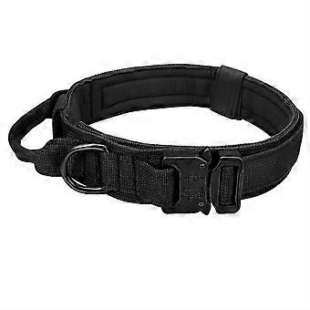 Taktisches Hundehalsband für große Hunde mit robuster Metallschnalle und Kontrollgriff, verstellbares Nylon