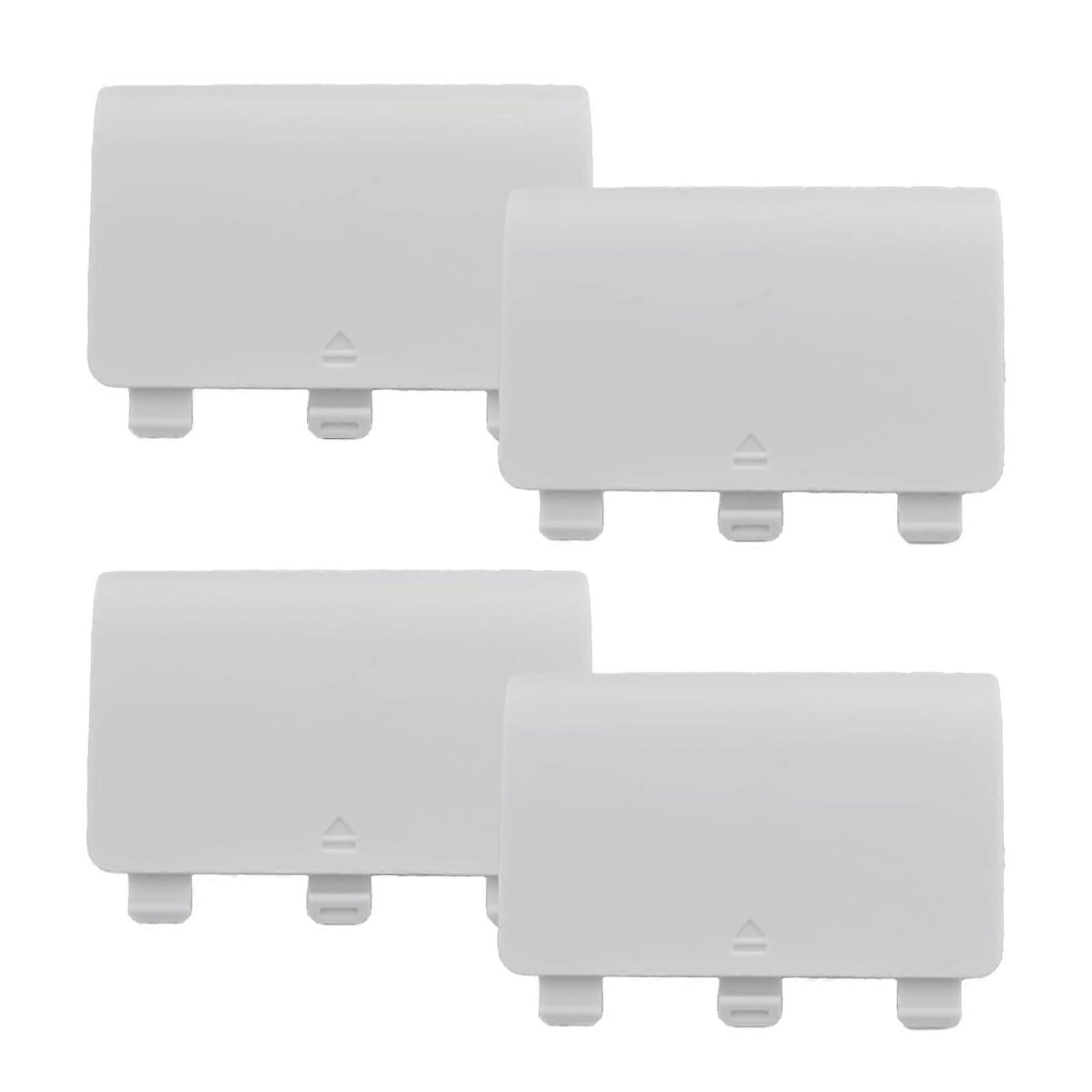 Battery Cover Replacement 4 Pack White for Xbox One Controller, One S and One X Secure Snap Fit