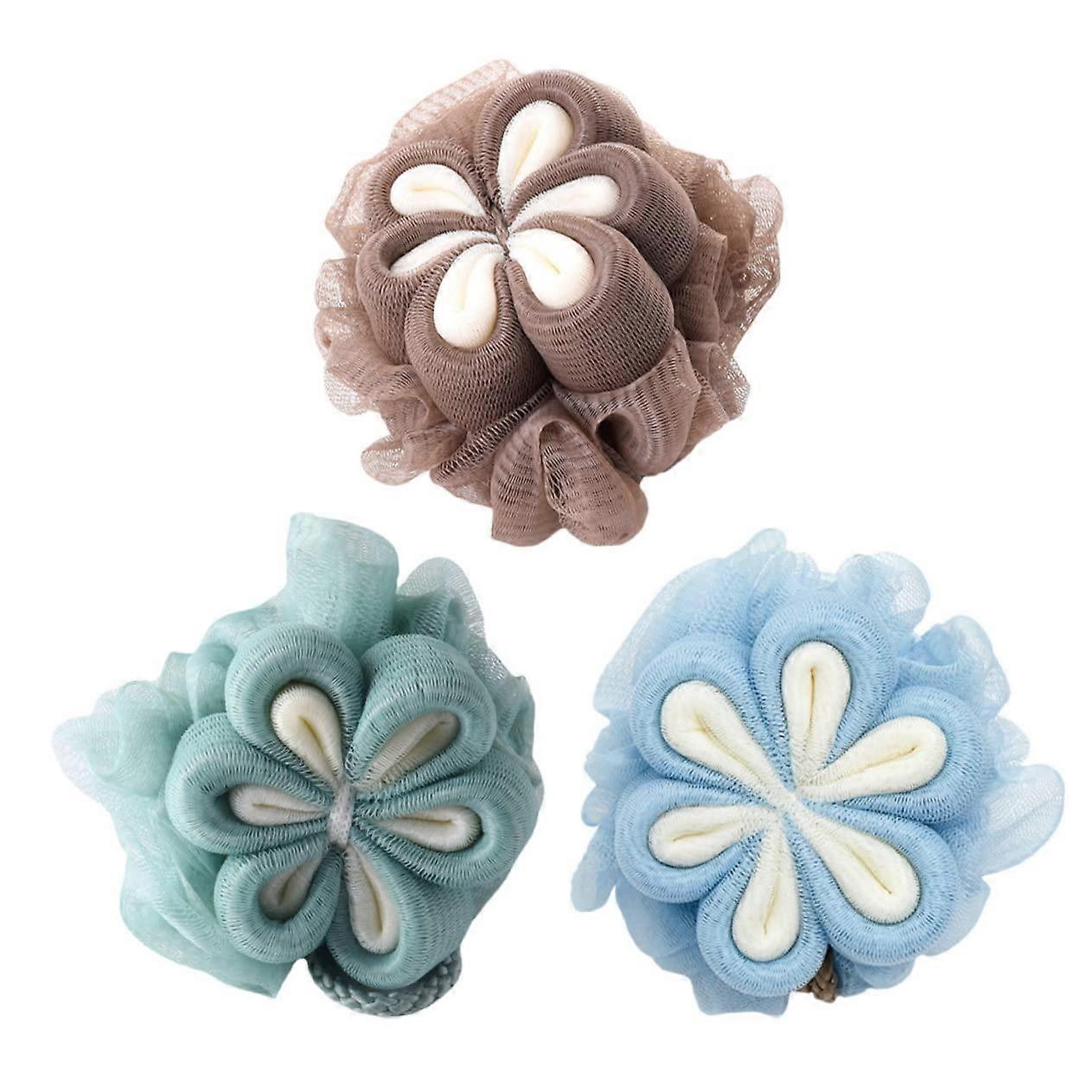 3pcs Soft Mesh Shower Loofah for Gentle Exfoliation with Quick Dry Hanging Loop