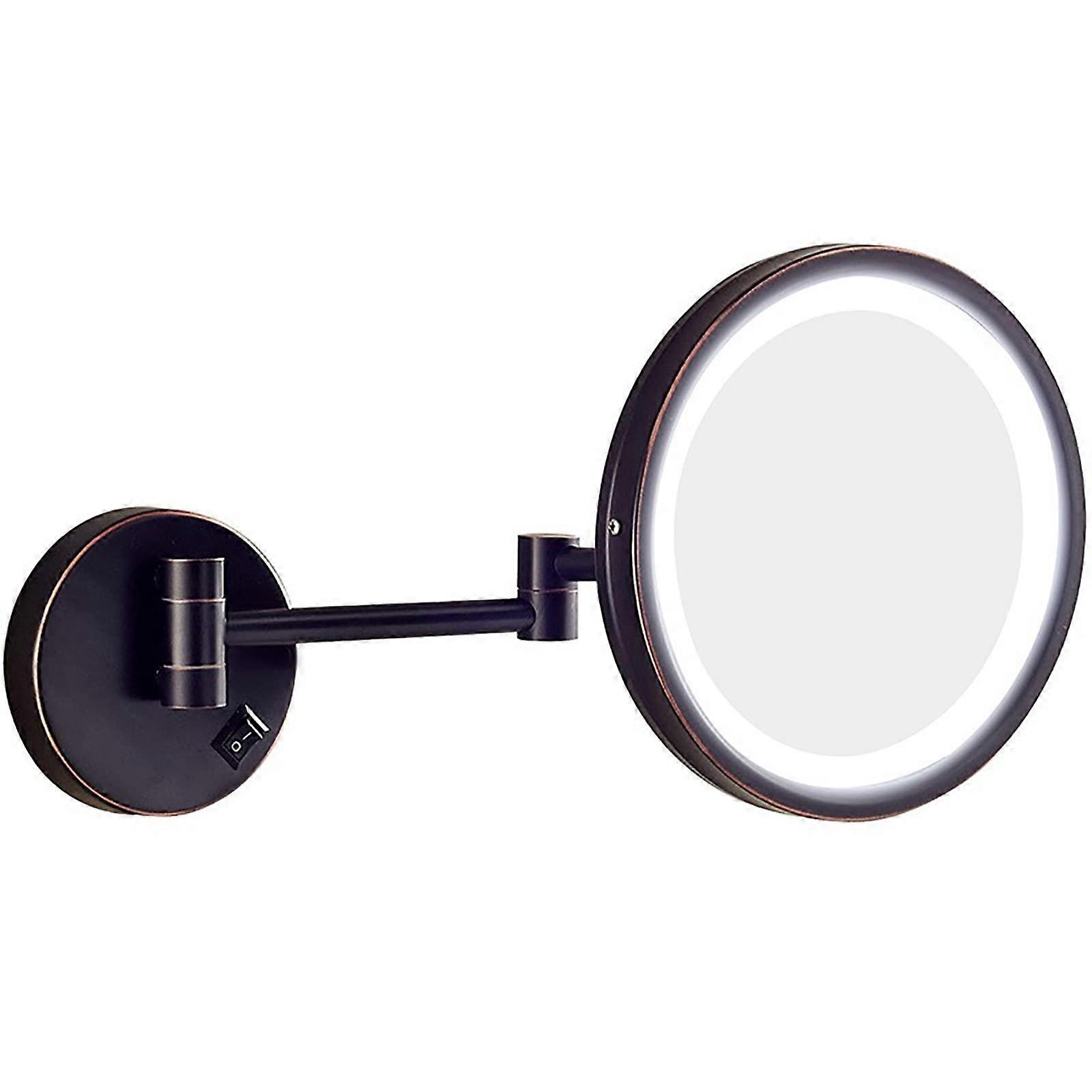 Wall Mounted Lighted Makeup Mirror 10x Magnification 10' Round LED Swivel Vanity Mirror