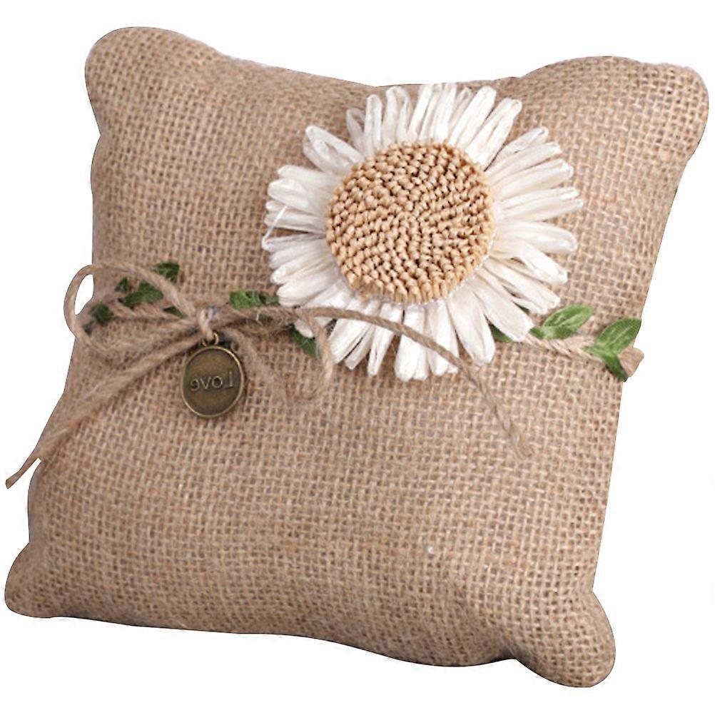 Wedding Ceremony Pillow Rustic Design Soft Burlap Material 15.00X15.00X4.50CM 1Set
