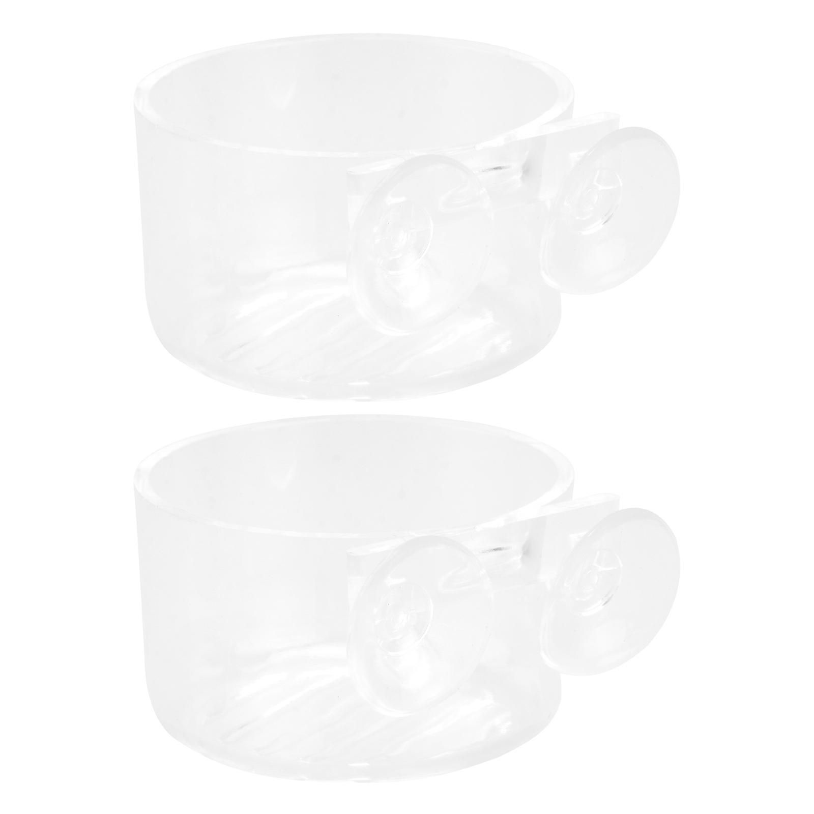 Transparent Acrylic Feeding Cup Fish Feeder for Fish Tank Use 2Pcs Set