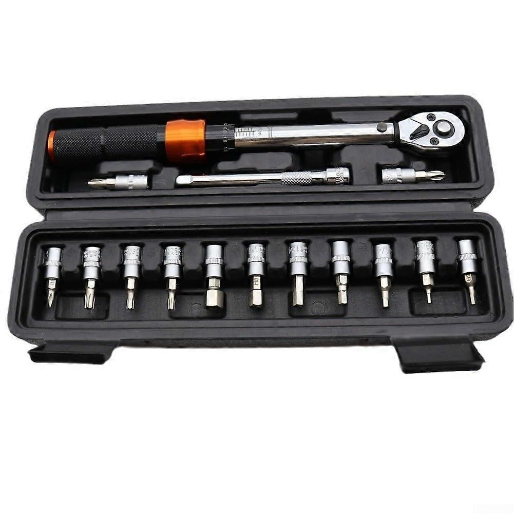 Bike Torque Wrench Set with Adjustable Ratchet Head, Precise Control, Complete 15Piece Kit
