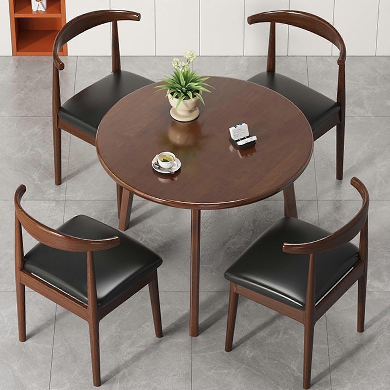 Round Dining Table Set with 4 Chairs 80cm, Space Efficient Multiuse Design for Office or Reception