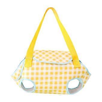 Adjustable Cat Carrier Sling with Breathable Mesh and Neck Support, Foldable Tote for Travel Hiking Car Motorcycle, Yellow