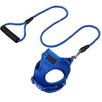 Dog Harness & Leash, Adjustable & Breathable, Small Cat Dog Vest, Bust 9.8" to 15.7", 47" L