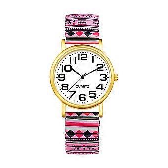 Bohemia Flower Stretch Band Watch for Women – Large Face, Big Numbers, Elastic Quartz Wristwatch – Compatible with Christmas & New Year Gifts