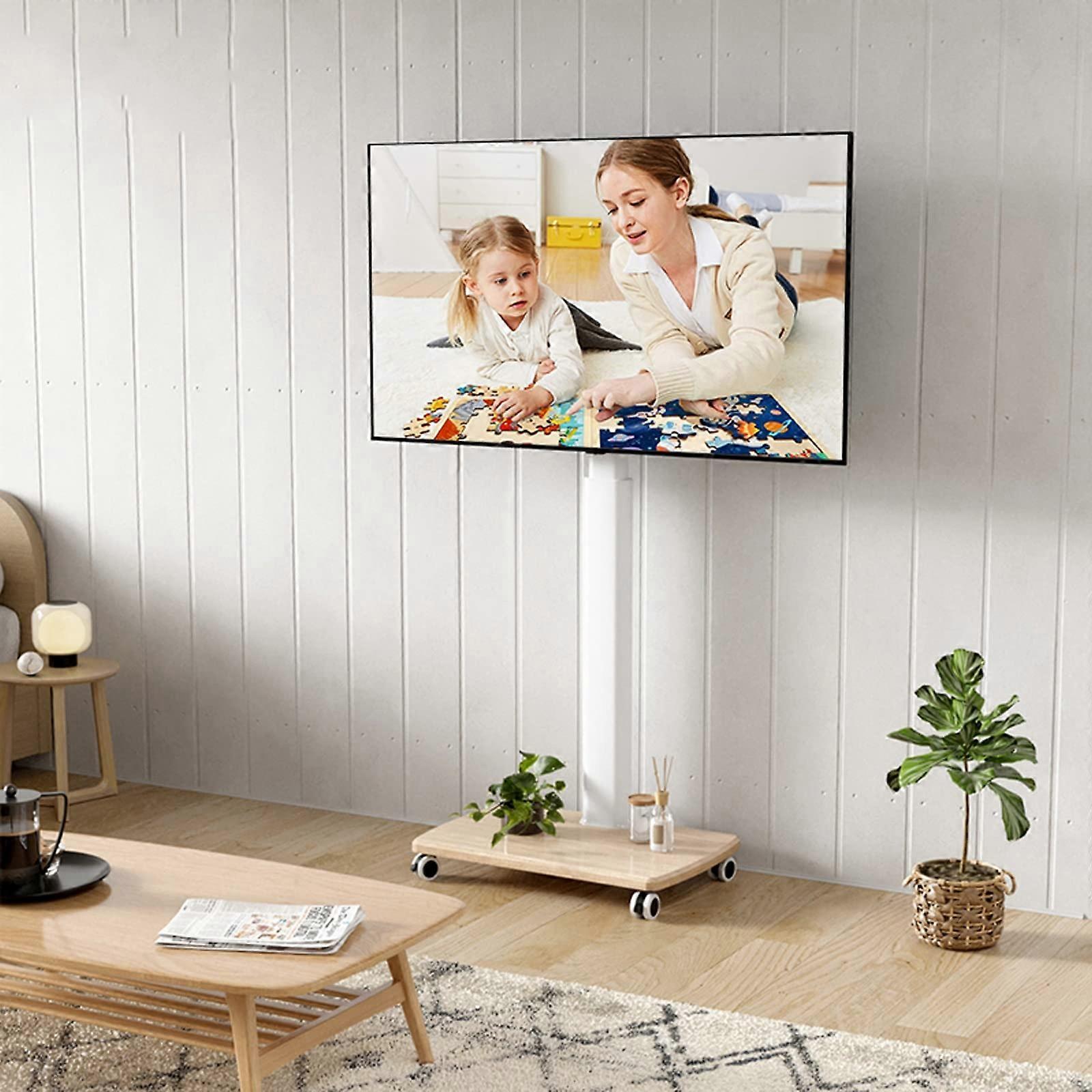 Mobile TV Stand for 3775 Inch TVs, Height Adjustable with Locking Wheels and Sturdy Base