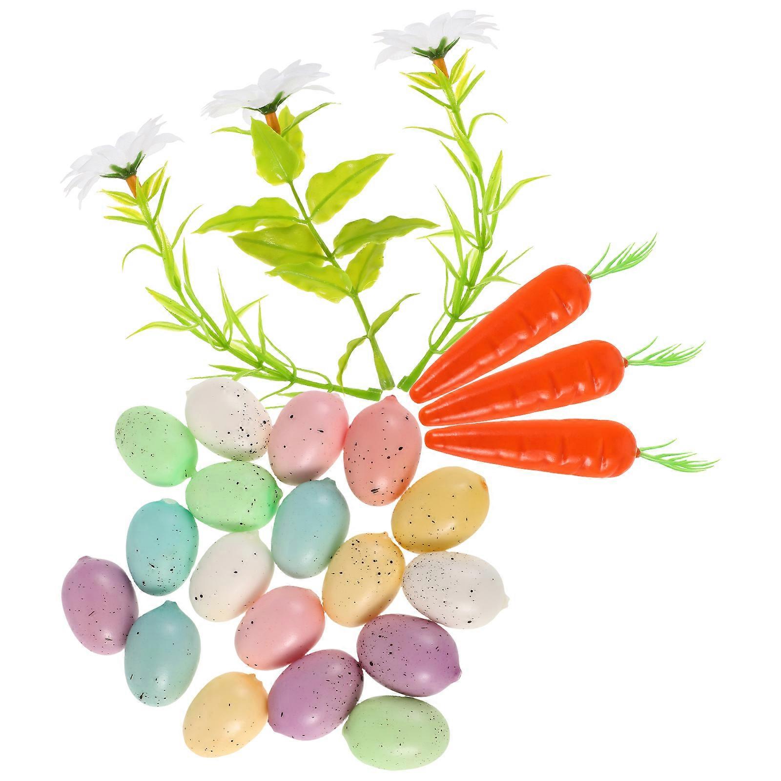 Mini Easter Decor Carrots and Foam Plastic Eggs for Easter Basket 3Sets