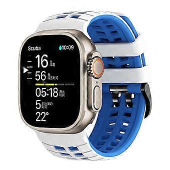 Zweifarbiges Silikonarmband mit Reifenmuster und zwei Löchern für Apple Watch 49 mm / 46 mm / 45 mm / 44 mm