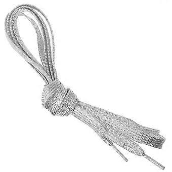 1 Paar 1,1 m flache Glitzer-Schnürsenkel farbige flache Schnürsenkel für Schuhe Turnschuhe (Silber)