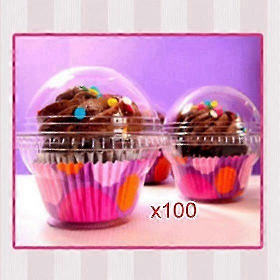 100 Large Single Clear Cupcake Pod Cake Muffin Cases