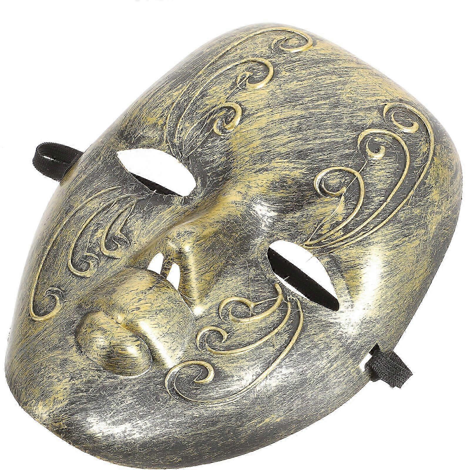 Golden Full Face Venetian Mask for Party Crafted from Solid Plastic