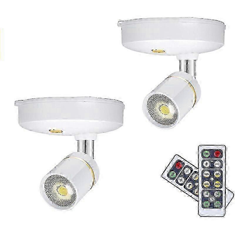 Indoor Mini Spotlights with Remote Control, 2 Wireless Battery Powered Lights