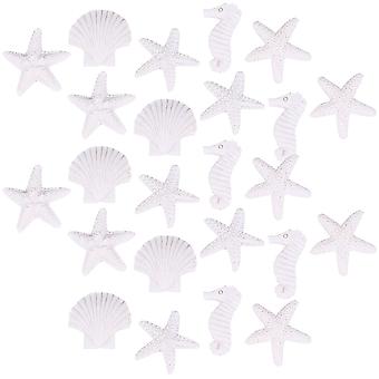 Ornements d'aquarium en résine en forme d'étoile de mer (lot de 24 pièces)
