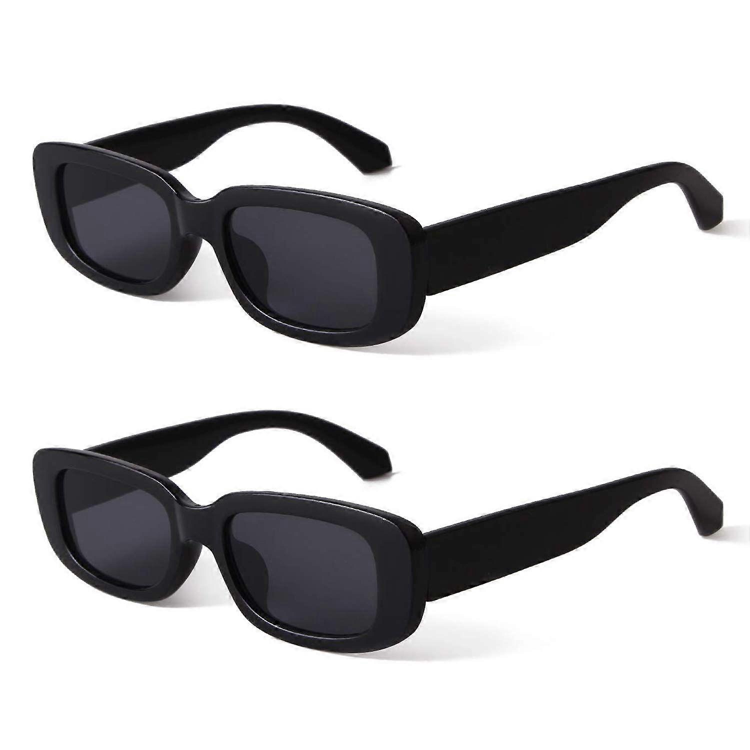 Gafas de sol para mujer marco rectangular retro UV400 Protección 2pcs