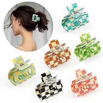 Paquet de 6 clips à carreaux, pinces moyennes carrées multicolores, clips antidérapants accessoires de style avec tenue pour les femmes et les filles