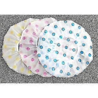 Shower Cap Elastic Bath Cap Reusable Hat with Elastic Bands for Women Girls Shower SPA Salon (3 PCS