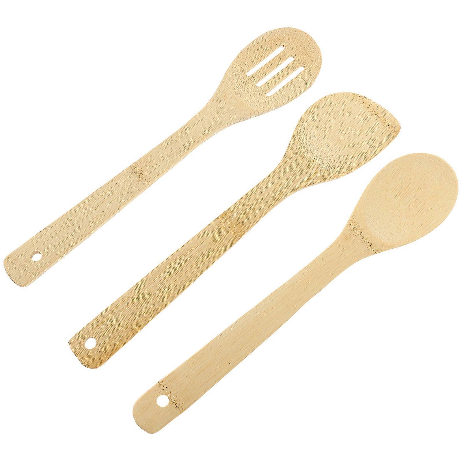 Non Stick Pan Bamboo Spatula Set for Kitchen Use Including 3Pcs Multi-Function Tools