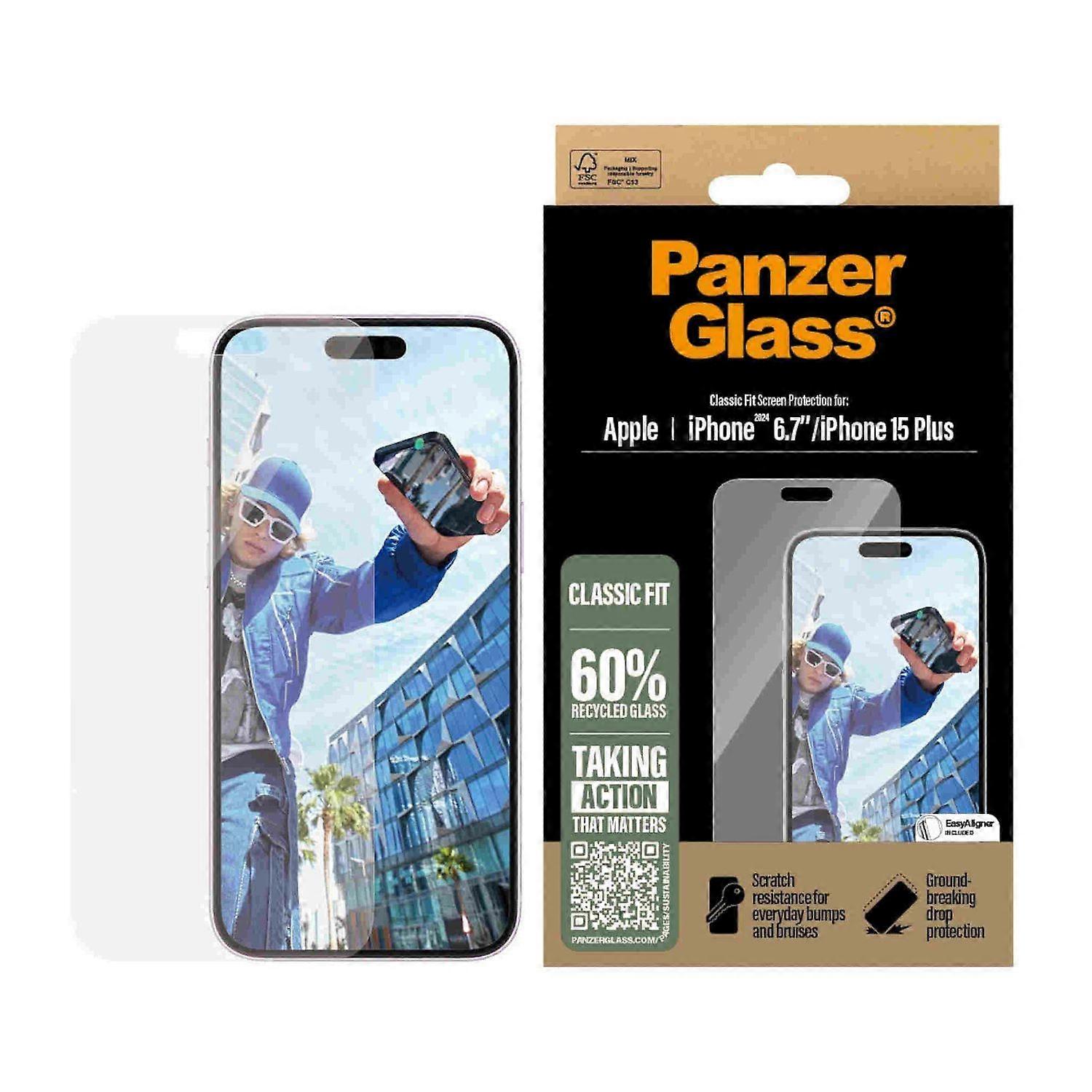 PanzerGlass for Apple iPhone 16 Plus Screen Protector Protective Glass Classic Fit
