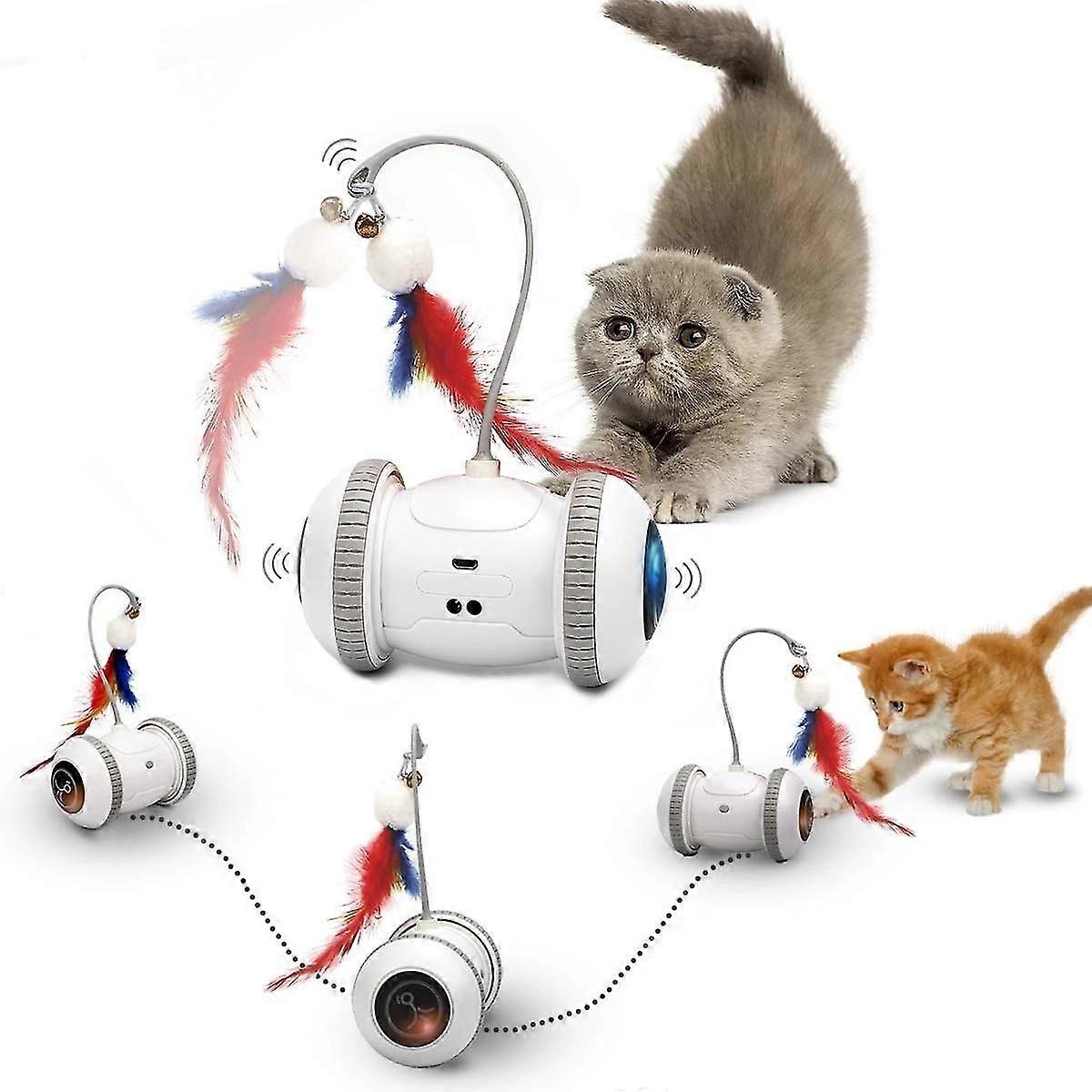 Cat Interactive Automatic Sensor Smart Robotic Electronic Feather Teaser Self-playing Usb Rechargeable Kitten Toys