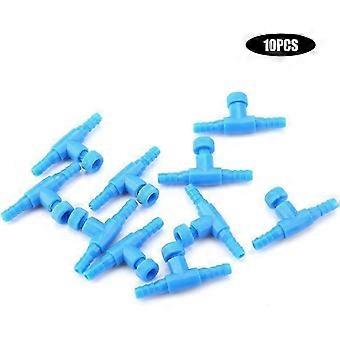 Lot de 10 vannes de contrôle de pompe à air pour aquarium à 3 voies, en plastique, avec connecteurs en T pour tubes en ligne.