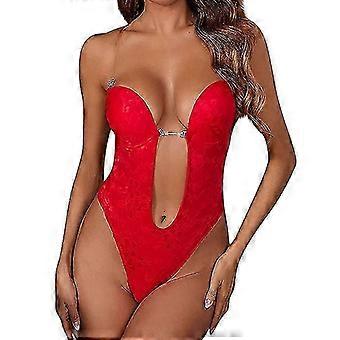 Luxora Women Lace Body Shaper Plunging Deep V Neck Invisible Strapless Backless Bodysuit Shapewear 26-27