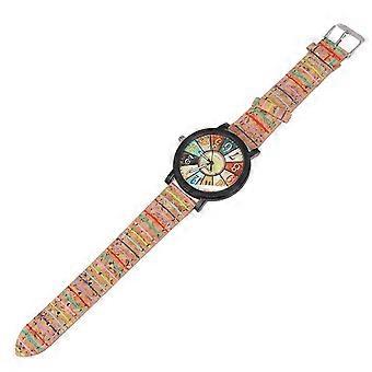 Conjunto de 4 Relógios de Quartzo Femininos Multicoloridos com Pulseira Elegante em PU e Acabamento em Madeira - Presente Ideal
