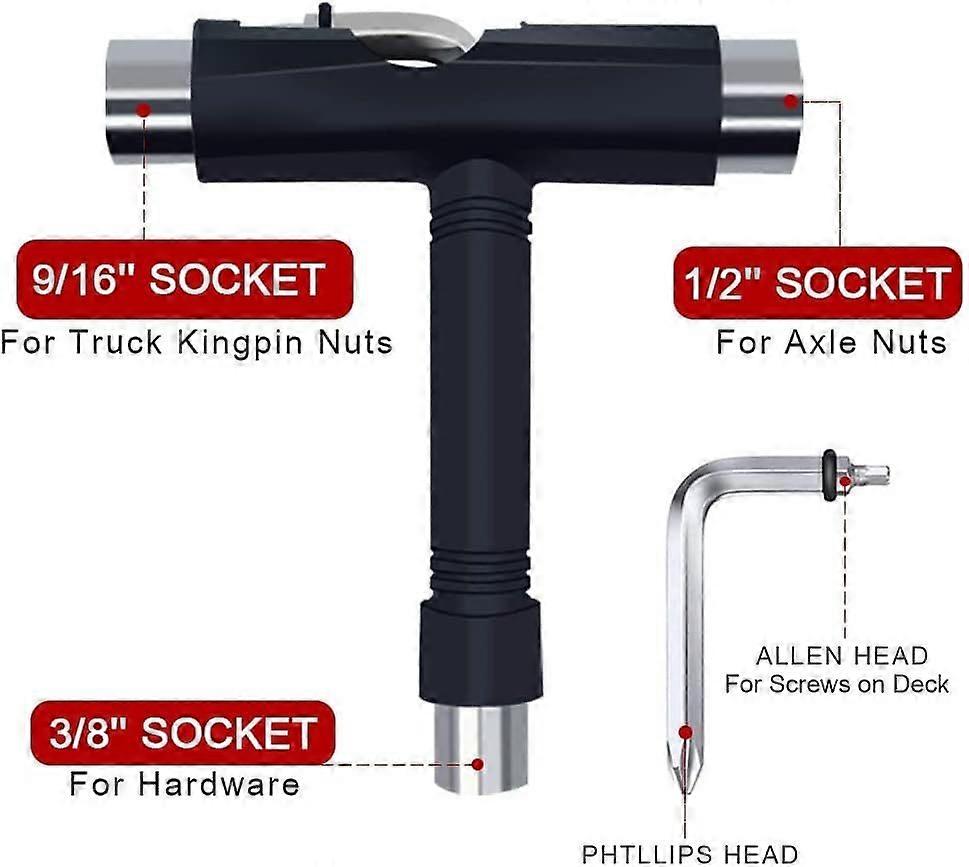 Skate Tool All-in-One - Muti-Function Portable Skateboard Tools Accessory