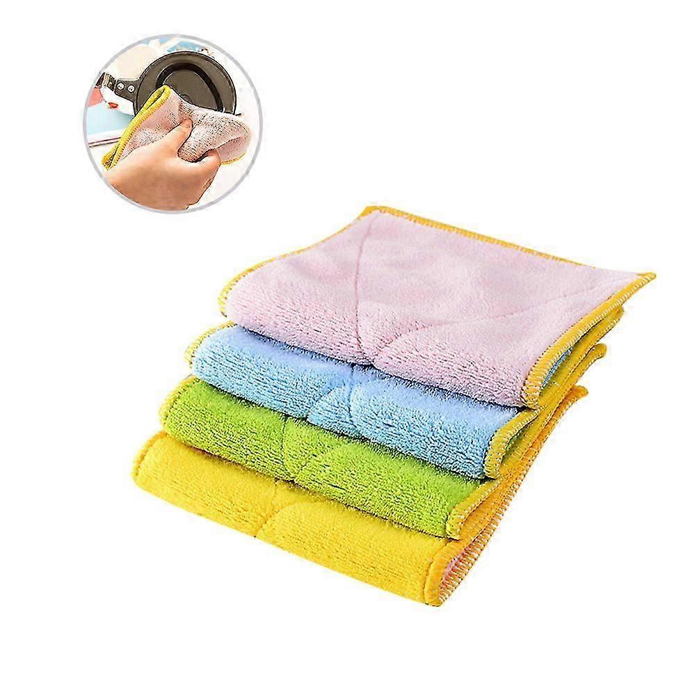 Absorbent Dishcloth Microfiber Doubleside for Kitchen 5Pcs Assorted Color Cloth Set