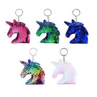 Unicorn Keyring with Colorful Glitter Sequins for Key Holding 8Pcs Pack