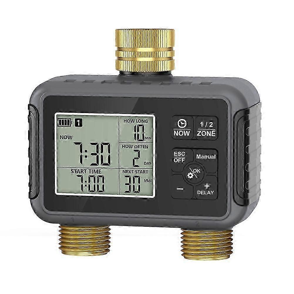 2-Zone Sprinkler Timer Programmable Garden Hose Timer Water-Saving Irrigation Controller for Lawn Yard Drip Systems IPX5