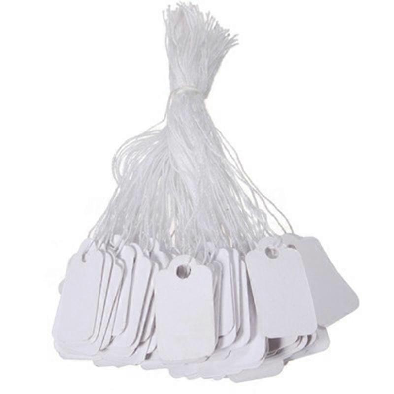 100 pcs White Paper Gift Tags with String.C4