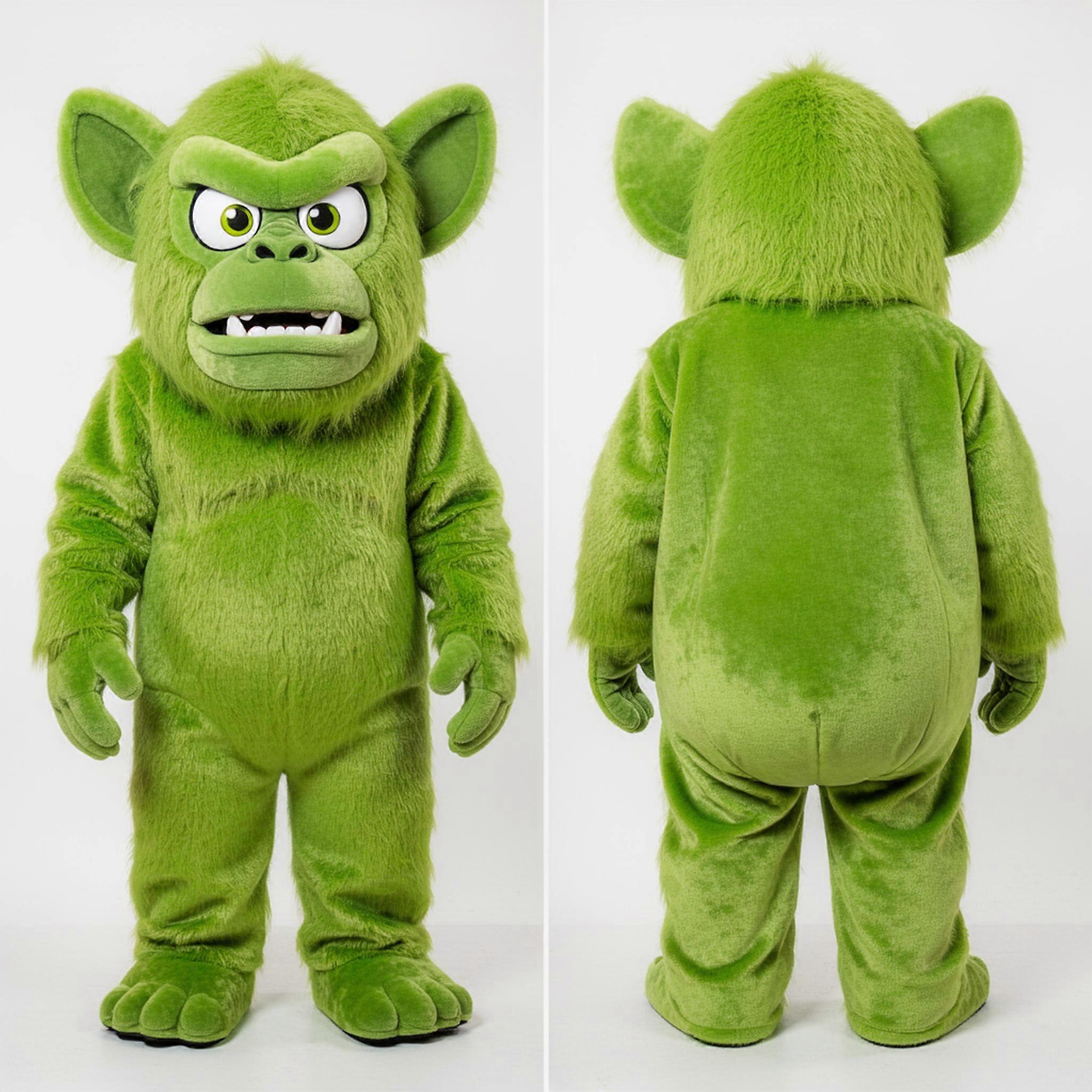 MASTICOT Lime Green Furry Sasquatch Mascot