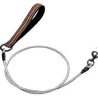 Chew Resistant Stainless Steel Dog Leash with Padded Reflective Handle, 360 Swivel Buckle, 120cm, Orange