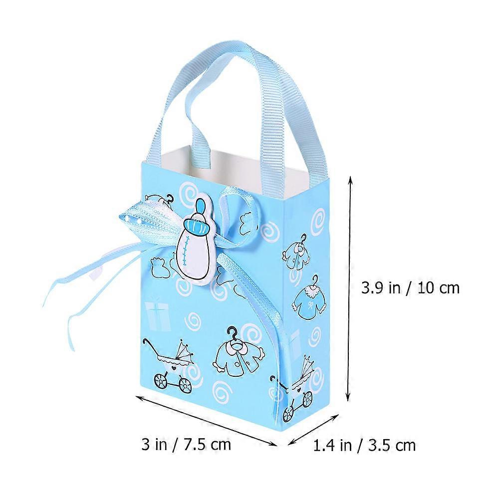 Candy Tote Bag Blue Cartoon Pattern for Storage Use 12Pcs