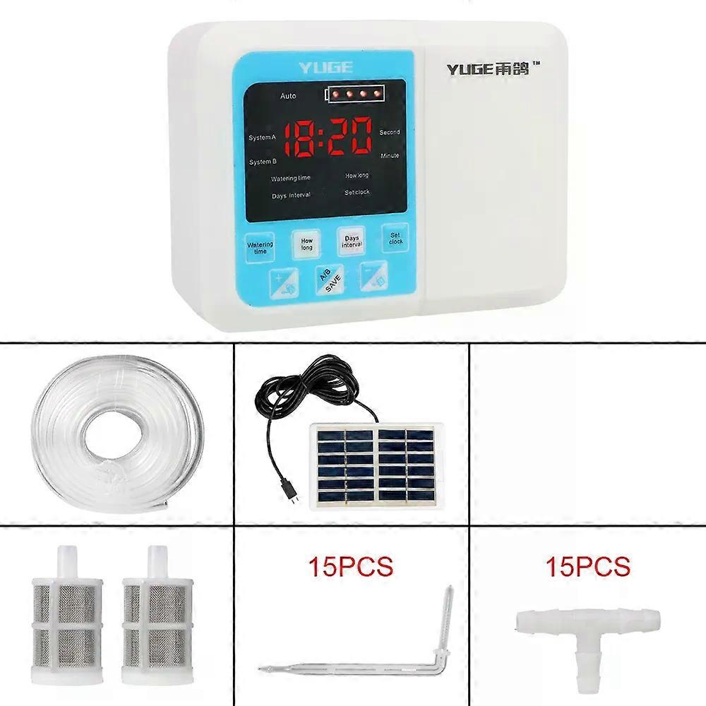Automatic Solar Energy Watering Device for Plants Garden Drip Irrigation Device Double Pump Controller Intelligent Timer System
