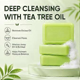 Tea Tree Oil Handmade Soap Bar, Deep Purifying Cleansing Formula, Controls Excess Oil, Refreshes Congested Skin For Face And Body