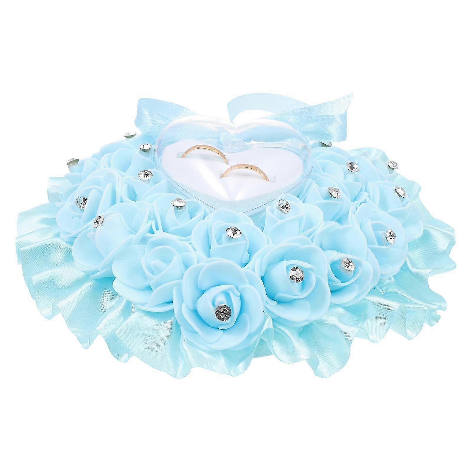 Wedding Heart Rose Flower Ring Box Ring Storage Case Ring Pillow compatible with Wedding