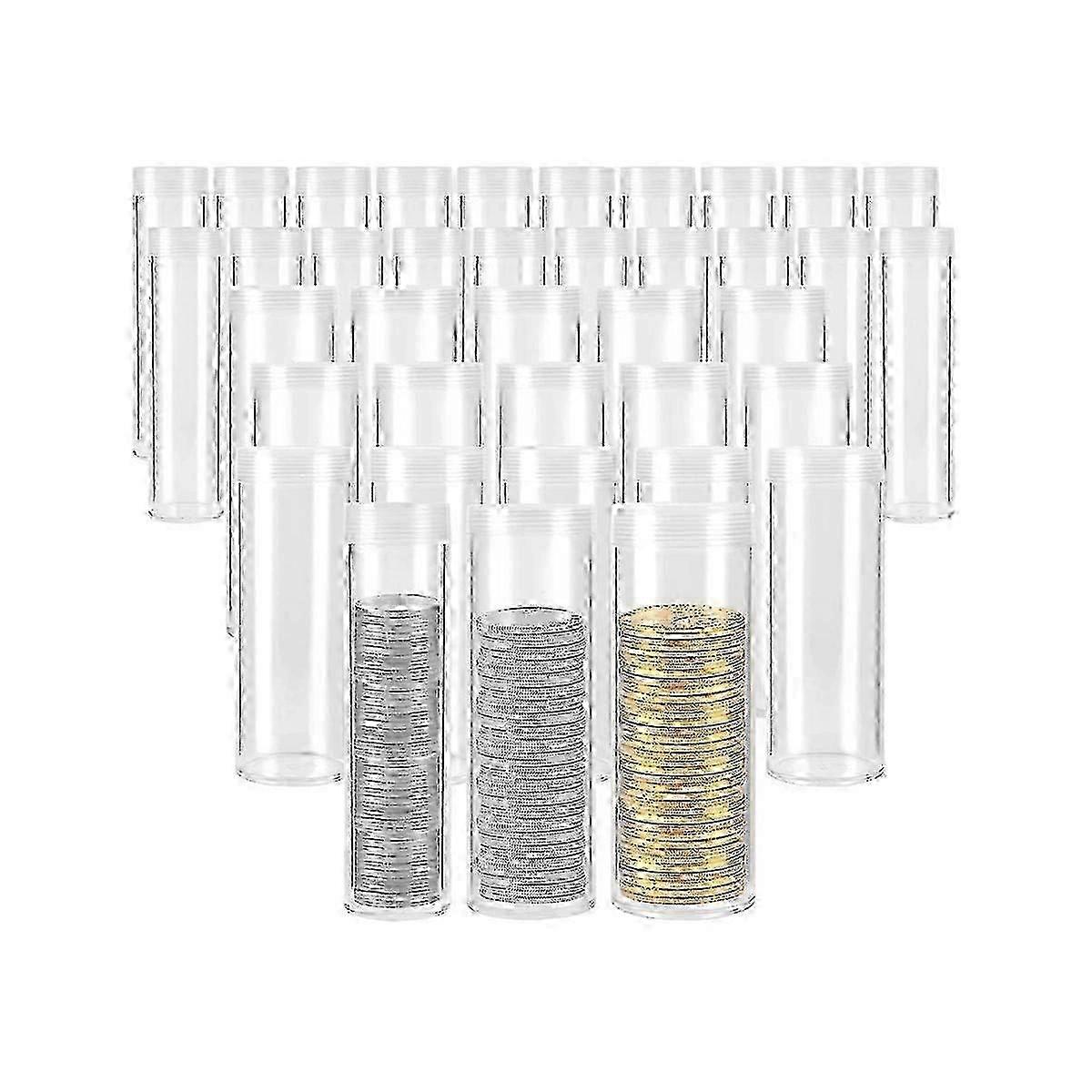 35 Clear Plastic Coin Tubes Assorted