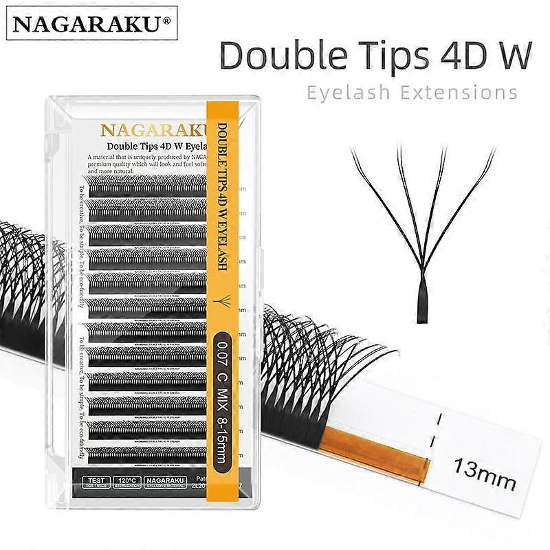 NAGARAKU Double Tips 4D W Shape Eyelash Extensions Split Top 8 Individual Interlaced Lashes