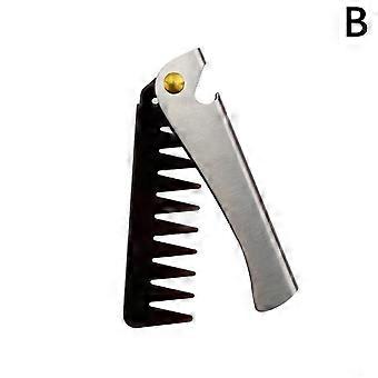 Pentes de bolso multifuncionais, portáteis e dobráveis ​​em aço inoxidável, ideais para barbeiros, pentes para barba e cabelo com óleo, ferramentas de estilização capilar, pentes de dentes largos.