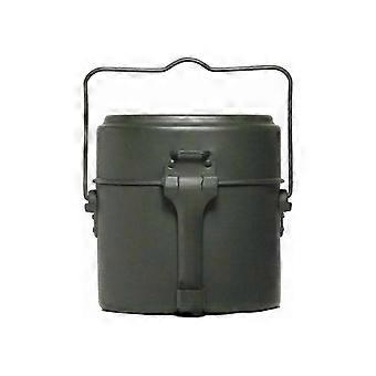 Camping and Outdoor Cooking Aluminum Mess Kit | German Style Gray Three-Part Military Mess Tin with Clamp Frame