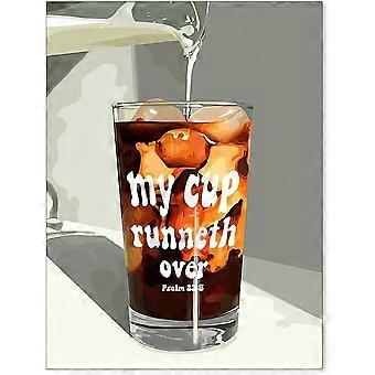 My Cup Runneth Over Quote Wooden Jigsaw Puzzles Iced Coffee Drink UE2560