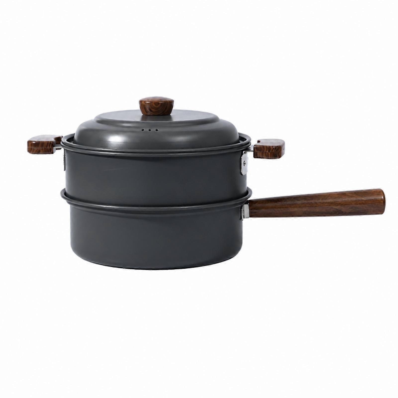 Two-Level Camping Pot with Steamer Insert Compact for Picnics