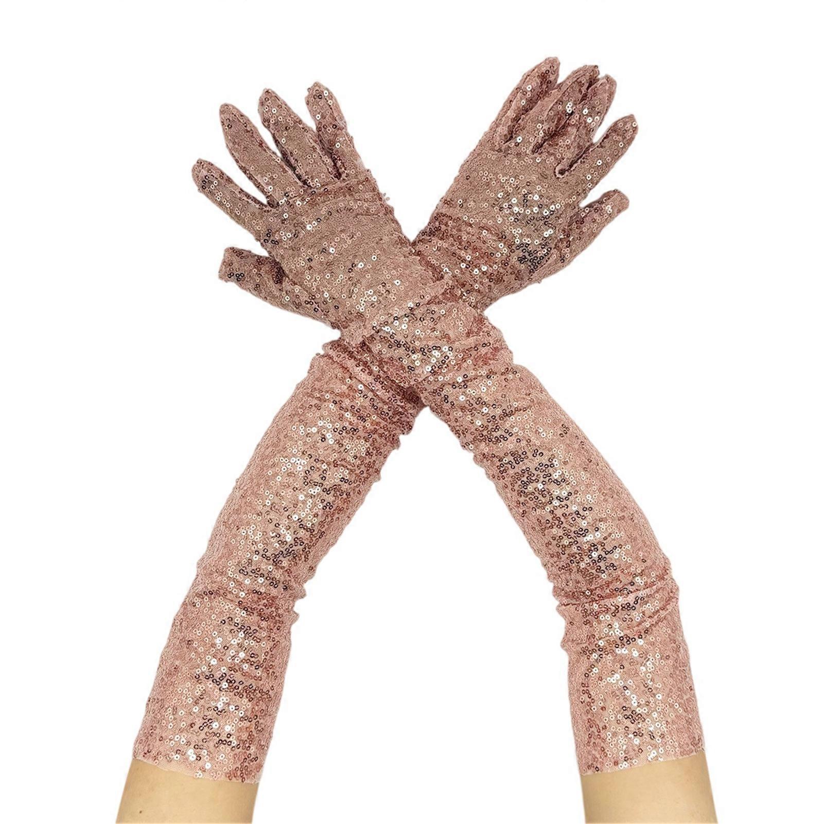 Long Opera Glove for Stage Performance, 1 Pair Sequin Reflective Gloves