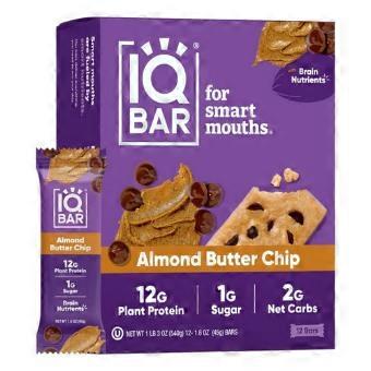 IQ Bar Almond Butter Chip Bar, 1.6 Oz(Case Of 12)