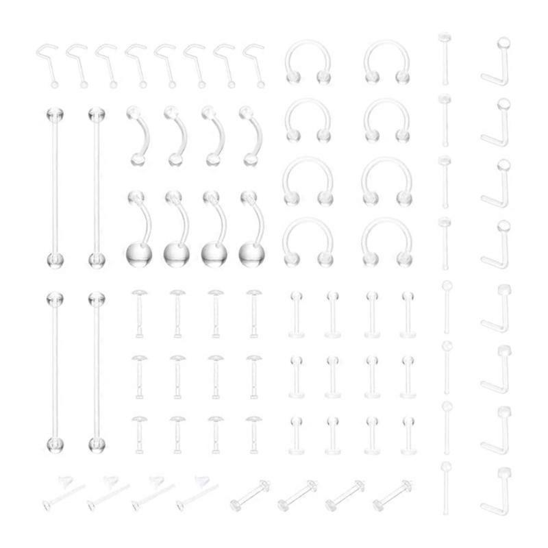 Versatile Piercing Accessories Set Includes Lip Studs Eyebrow Rings Navel Bars Multi Functional Accessory