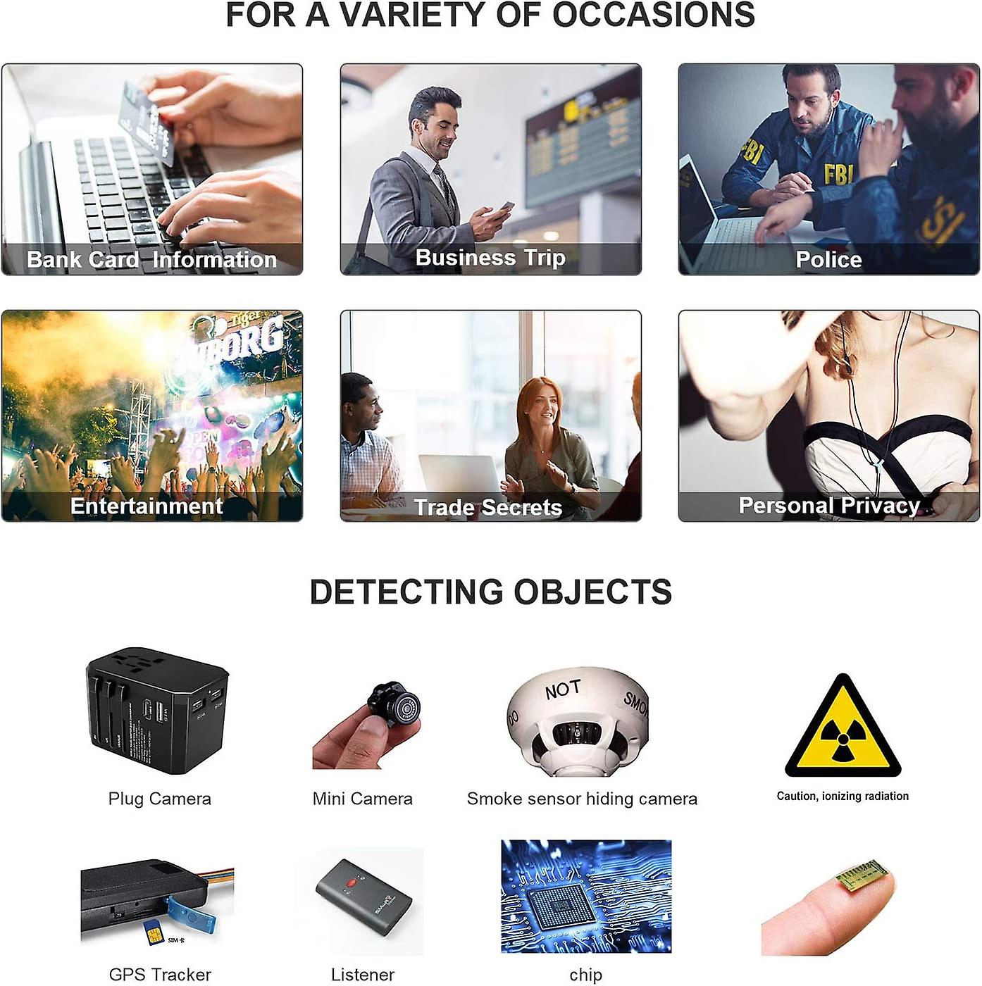 Generic Détecteur universel de caméras cachées, détecteur de caméras e-spion, détecteur de dispositifs d'écoute - Prix pas cher | CI