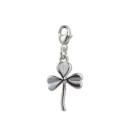 Silver 28x12mm Shamrock Charm on a lobster trigger